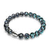 Pechschwarz | 925 Sterling Silber | Glühwürmchen-Glasarmband